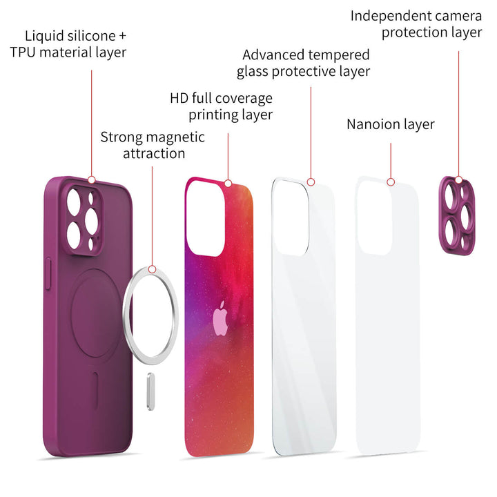 Optical Magnetic-Orange Purple | IPhone Series Impact Resistant Protective Case