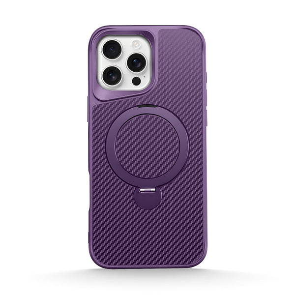 Dark Purple | iPhone Carbon Fiber Texture MagSafe Holder Case