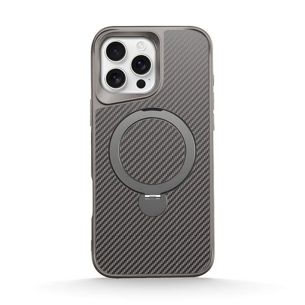 Titanium Gray | iPhone Carbon Fiber Texture MagSafe Holder Case