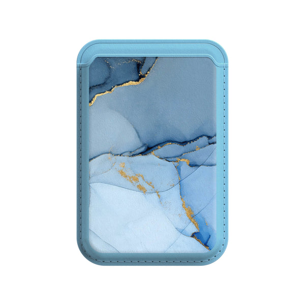 Gold Crack Blue | Leather Wallet with MagSafe